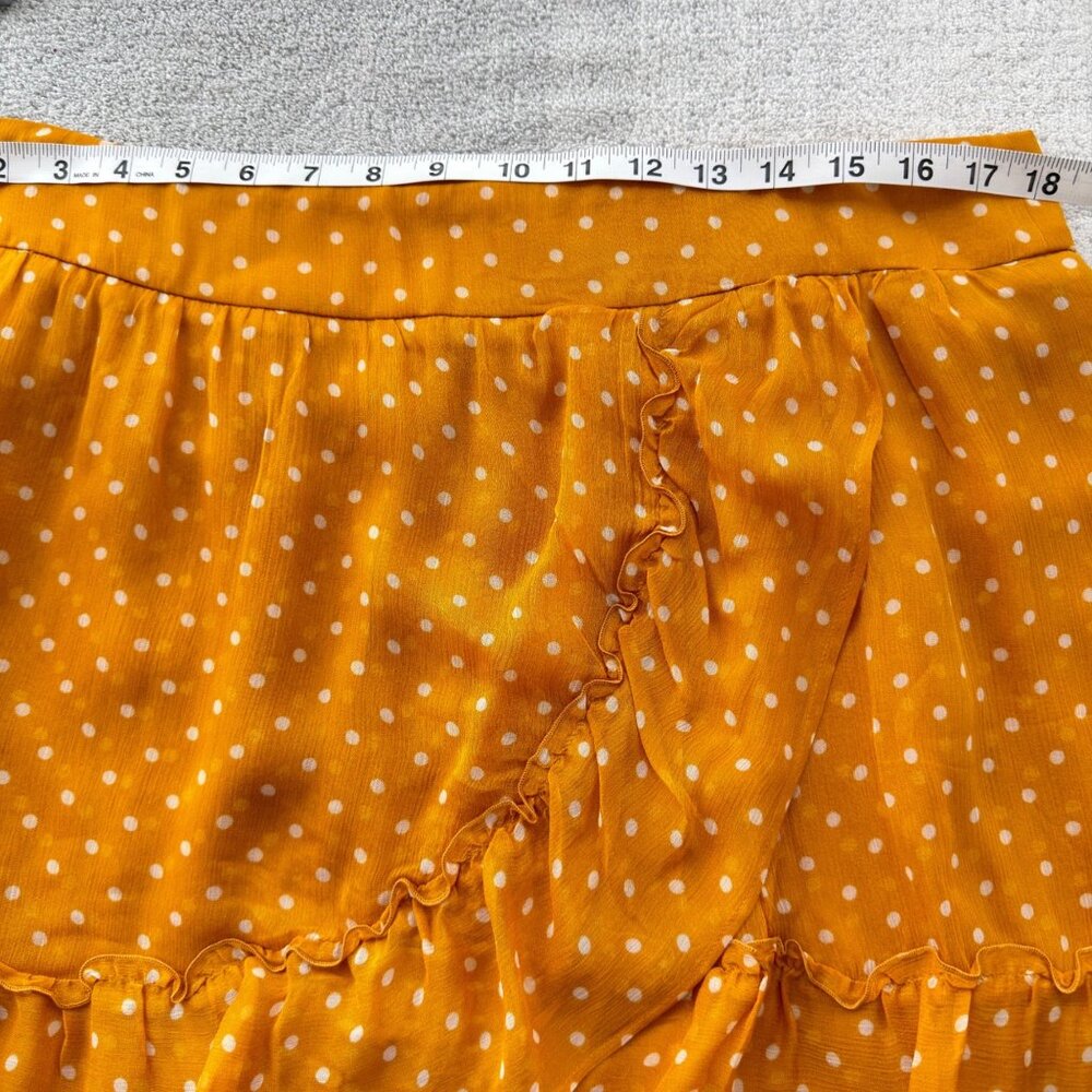 Sezane Carolina Mustard Yellow Polka Dot Ruffled Mini Skirt Size 46 NWOT - Picture 8 of 12